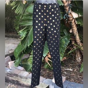 RSVP Talbots gold metallic polkadot pants